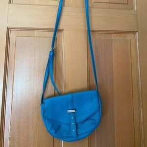 Blue crossbody leather purse